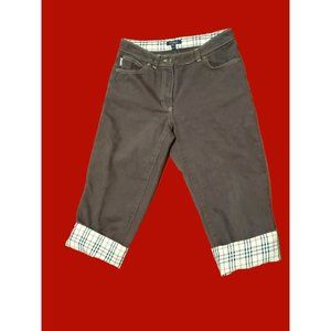 Burberry London Nova Check Dark Gray Denim Size 4 Capri Pants